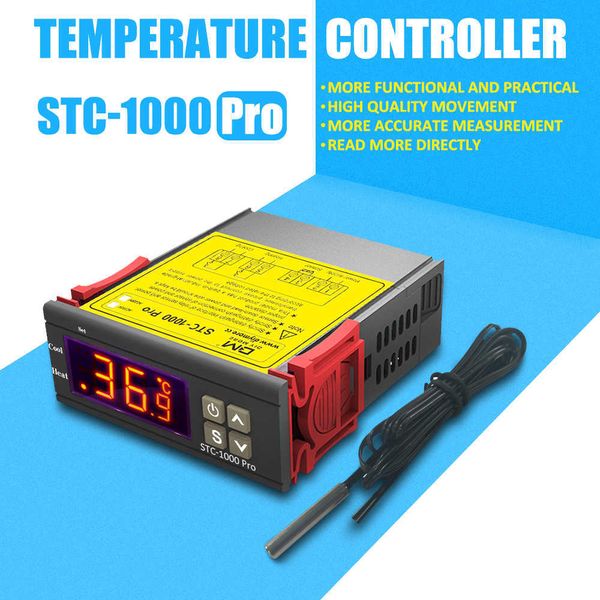 Novo AC 110V 220V STC-1000 Controlador de temperatura digital Termostato Termoregulador Relé Incubadora LED 10A Refriamento de aquecimento