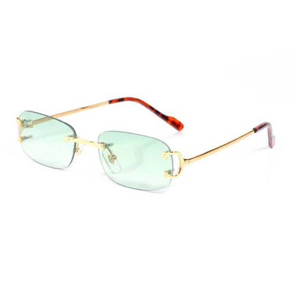 Vintage-Sonnenbrille, rahmenlos, quadratisch, luxuriöse Herren-Designer-Sonnenbrille für Damen, Marke mit Farbverlauf, gestreift, geometrisch, Retro-Sonnenbrille, Damenbrille, UV400-Brille