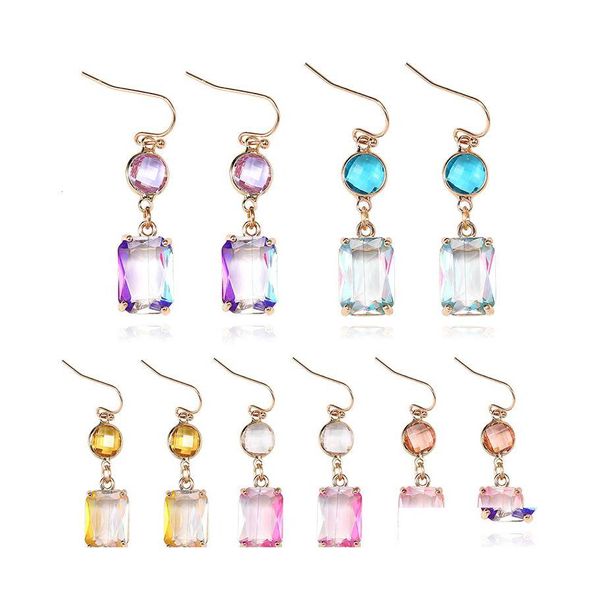 Dangle Chandelier Colorf K9 Brincho de Pingente de Cristal para Women Girl Unique Design Square geom￩trico 18K J￳ias de moda de ouro de ouro dr dhkbr