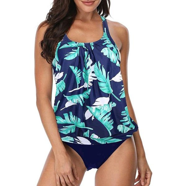 Tankini de roupas de banho feminina Conjunto Biquini Plus Size Mulheres Duas peças Swimsuit com barriga curta Controle de maiô Lares de banho Lares de banho