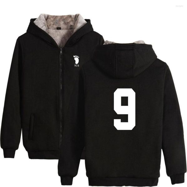 Erkek hoodies voleybolu genç haikyuu baskılı fermuarlı kapüşonlu kadın sweatshirt sıcak kalın kış moda spor giyim ceket