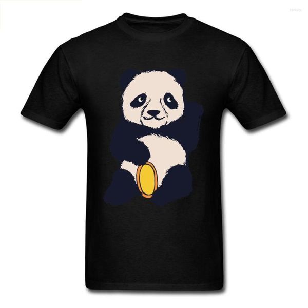 Herren-T-Shirts, Lucky Panda, Baumwolle, kurzärmelig, T-Shirts, Geek-Sommer-Herbst-T-Shirts, individuelle Kleidung, modisches Hemd mit rundem Kragen