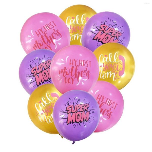 Decorazione per feste JOLLYBOOM Tema per la festa della mamma Set di palloncini in lattice con stampa Super Mom rosa viola giallo per la celebrazione del festival