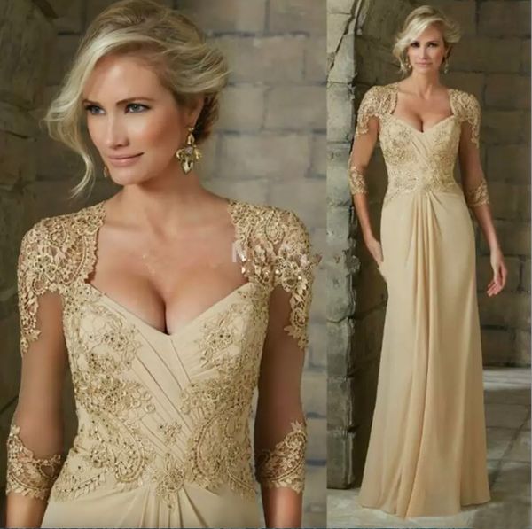 Abiti eleganti per la madre della sposa in chiffon con applicazioni di pizzo perline abiti da sera formali abito da sposa per ospiti taglie forti su misura203d