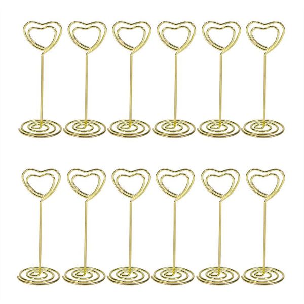 Decorazione per feste Golden Heart Shape PO HerSs Stands Card Card Clips Clips Tabella Numero Thought for Weddingsparty