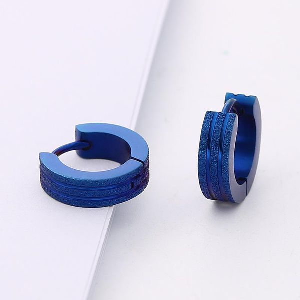 Ohrstecker Mode Peeling Kreis Ohrring für Männer Junge Geschenk Frosted Drop Huggie Edelstahl Schmuck Schwarz Blau Silber Farbe
