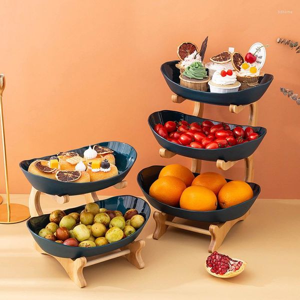 Platten Nordic Stil Licht Wohnzimmer Hause Baum-schicht Kunststoff Obst Platte Snack Gericht Kreative Getrocknete Korb Süßigkeiten Kuchen Stehen