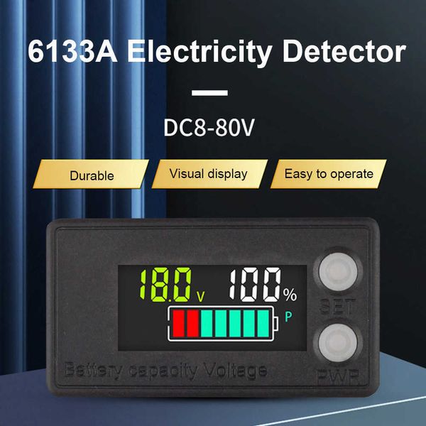Indicatore di capacità della batteria DC 8V-100V LCD Voltmetro digitale Indicatore di tensione per piombo acido litio LiFePO4 Auto Moto 12V 24V