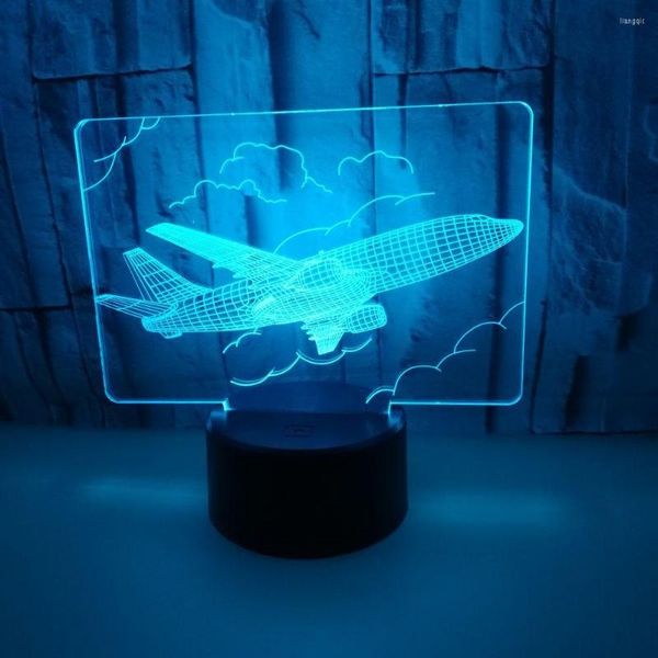 Lâmpadas de mesa Presente de aeronave criativa para Livin acrílico colorido 3D Nightlight Rodty Electronic Products Decorative Lamp