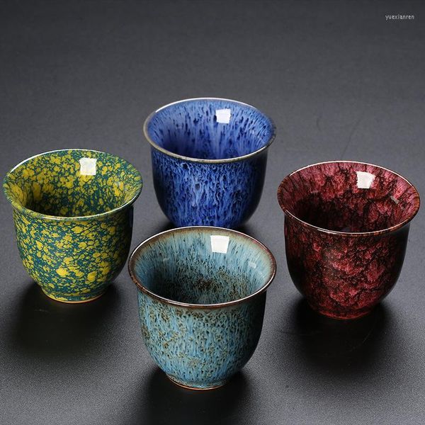 Xícaras pires de pires de cerâmica desenho de copo único construído esmalte vermelho amostra de chá de chá mestres 100ml