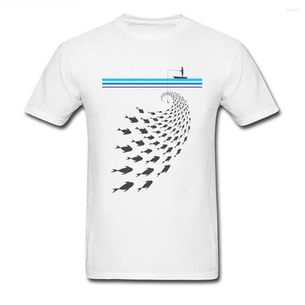 T-shirt da uomo T-shirt Lucky Fishman Cotton Streetwear Maglietta semplice da cartone animato Camicia bianca da uomo stampata Abiti estivi casual