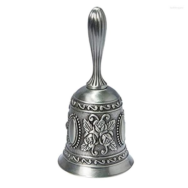 Decorazioni natalizie Campanello a mano Anello in metallo Tono di allarme Chiamata di servizio Desktop Tea Dinner Game Silver