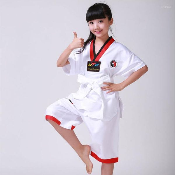 Bühnenkleidung Kinder Taekwondo Uniform Junge Uniformen Kinder Karate Judo Mädchen Anzug Dobok TKD Kleidung Hohe Qualität