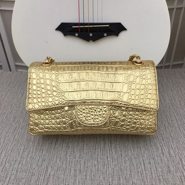 Designer Luxus One Shoulder Bag Tote Gold Chain Top Leder Print 1112