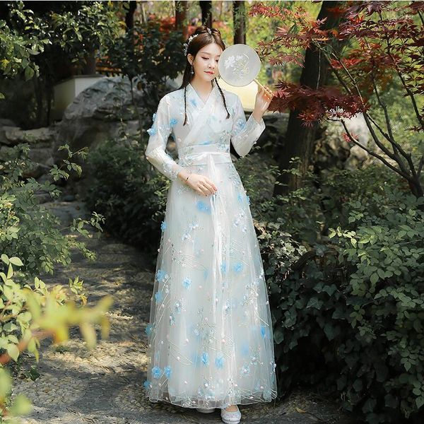 Abbigliamento da palcoscenico tradizionale costume cinese Bellissimo danza Hanfu Princess Flower Fairy Dress TV Film Cosplay Abbigliamento