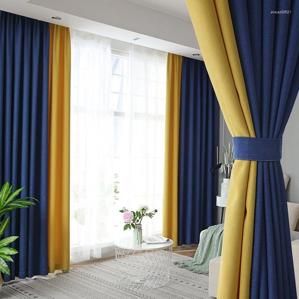 Vorhang Einfache Moderne Mosaik Für Wohnzimmer Nordic Solide Blackout Vorhänge Schlafzimmer Baumwolle Leinen Nach Maß