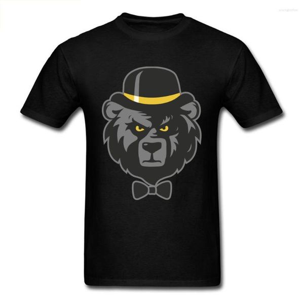 Camisetas masculinas de urso cinza impressão de urso preto camiseta elegante desenho animado animal de verão usa manga curta escunky camiseta de camiseta por atacado
