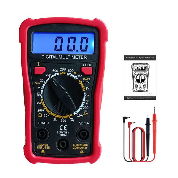 Multimetro digitale LCD Tensione AC DC Diodo Triodo Resistenza Multitester Tester di corrente Display retroilluminato con cicalino ON-Off