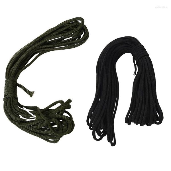 Gadget da esterno 2 pezzi Paracord 550 Corda per paracadute 7 fili centrali Per arrampicata Fibbia da campeggio Nero 50FT Verde scuro 25FT