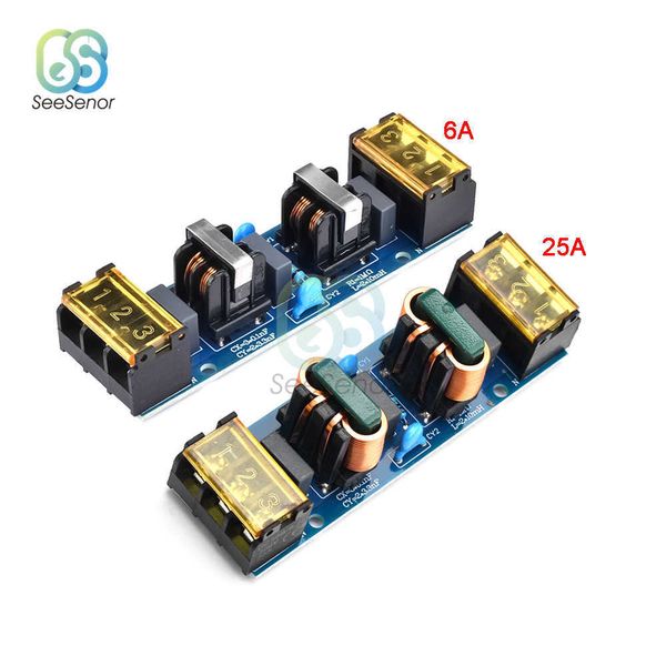 6A 25A EMI Hochfrequenz Zweistufige Power Low-pass Filter Bord Für Versorgung Verstärker PCB Kupfer Elektrische Zugang