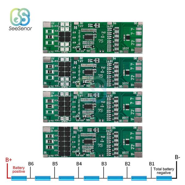 BMS 7S 24V 10A 15A 20A 30A 18650 Scheda di protezione batteria al litio con equalizzatore porta comune bilanciato per carica banca di potere