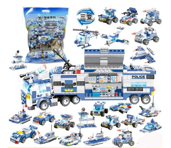Lepin устанавливает блокирующие комплекты Swat военные модели кирпича игрушки мини -робот командные автомобиль городской полицейский участок