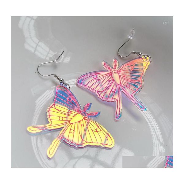 Baumelnde Kronleuchter-Ohrringe, schlichte Farbe, Fee, schillernde Schmetterlingsmotte für Frauen, niedliche hypoallergene Schmetterlings-Ohrringe, Party J Dhd6Z