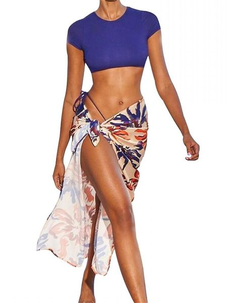 Costumi da bagno da donna Cover Up Set Donna Top Mutandine e gonna Costume da bagno Moda estiva Stampa Costume da bagno Abiti da spiaggia Pareo Ups SetDonna