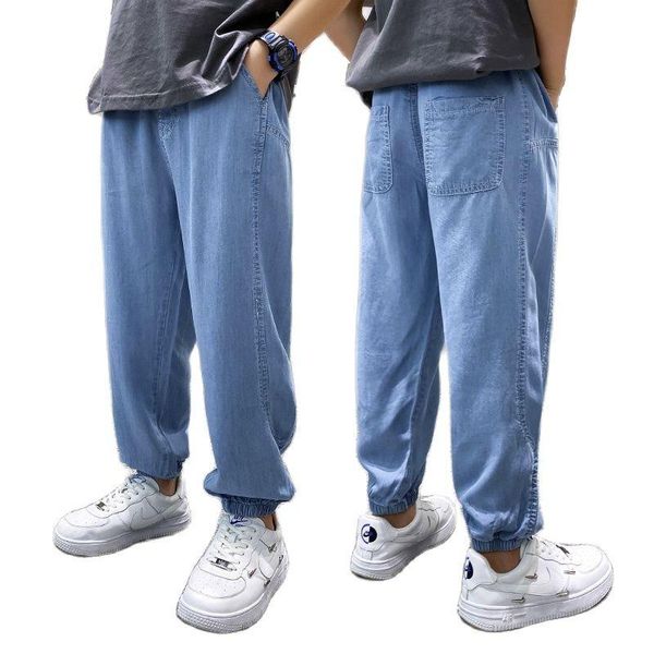 Jeans estivi per ragazzi Pantaloni in denim 4-15T Bambini a tutta lunghezza Camere climatizzate I pantaloni da scuola si allentano alla grande