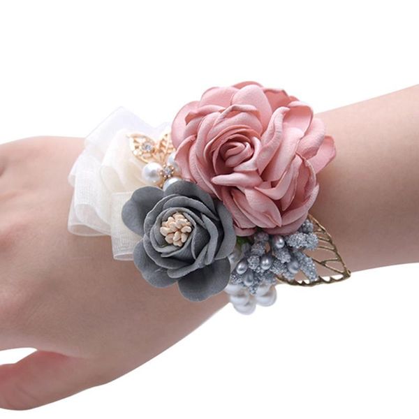 Ghirlande di fiori decorativi 1 pz Forniture per matrimoni Rosa artificiale Sposa coreana Simulazione Fiore Damigella d'onore Polso Corsage Fermaglio per capelli