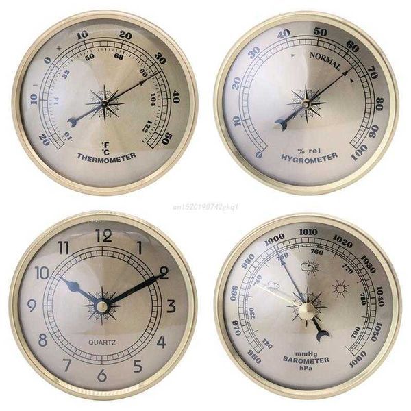 Durchmesser 90 mm, Goldrahmen, Wandbehang, Thermometer, Wecker, Hygrometer, Barometer für Labore