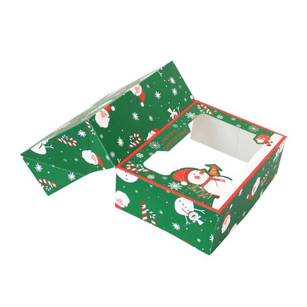 Weihnachtsdekorationen Kraftpapier Süßigkeiten Box bevorzugt Geschenk PVC Klare Fenster Kekse behandeln Kisten Jahr Hochzeitsfeier Dekoration