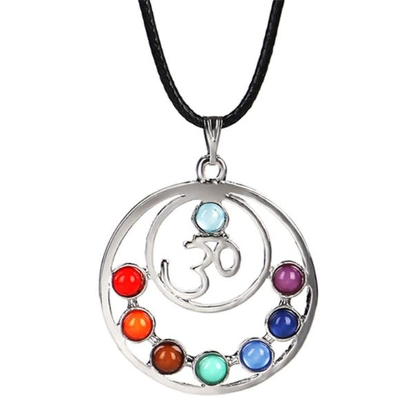 Collane con ciondolo 7 Chakra Pietre Reiki Pendenti Amuleto di salute Chakra curativo Simboli 3D Collana con ciondoli in pietra