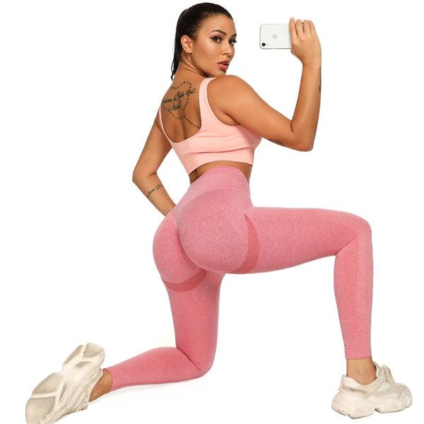 Roupa de ioga Leggings sem costura feminino Alta cintura Bom treino