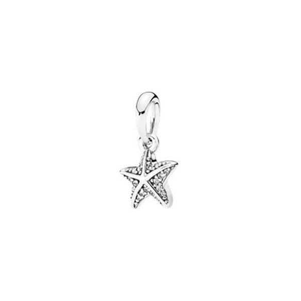 Braccialetto di fascino originale in argento sterling 925 Sterling Sier Tropical Ocean Starfish Shell Star Blue Zirconia Beads Pendant Jewelry 474 H1 D Dhied