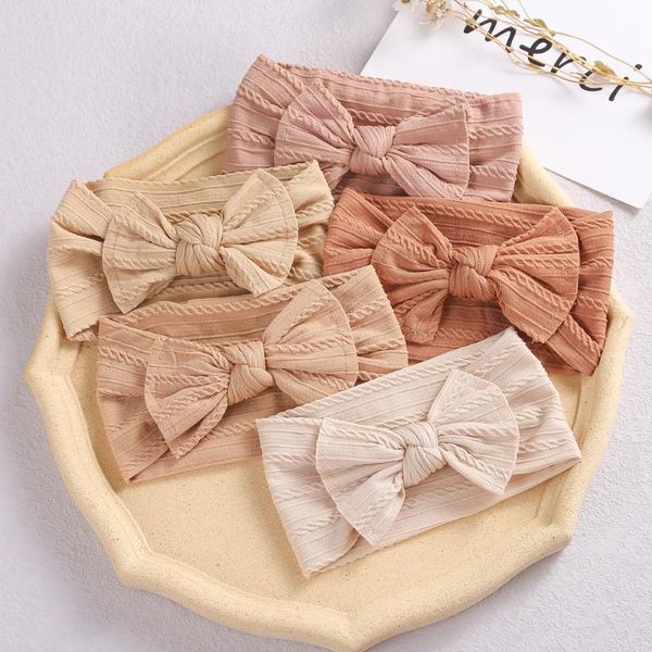 Haarschmuck Geflecht Nylon Bogen Stirnbänder Für Kinder Zopfmuster Einfarbig Breite Baby Turban Mädchen Haarband 32 Farben