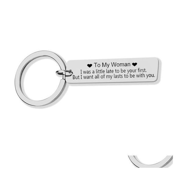 Anahtarlıklar Lanyards Boyfriend/Girlfriend Keychain Ben ilk randevunuz olmayabilirim öpücük veya aşk sadece sana son anahtar etiketi damla deli dhgy2