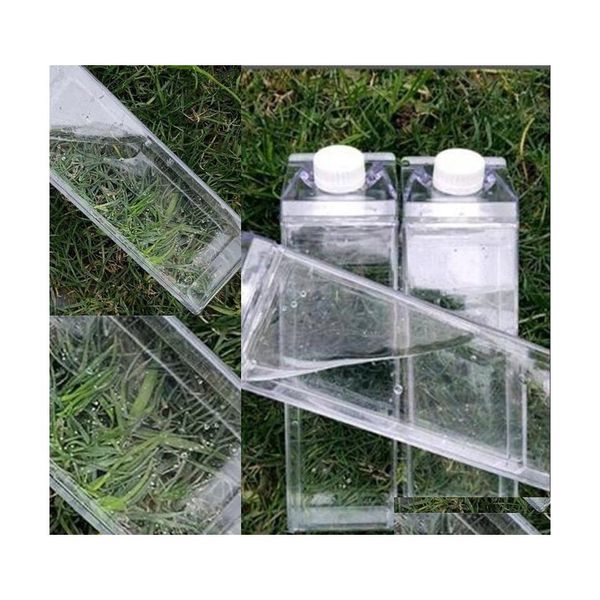 Wasserflaschen Milchkartonflasche 500 ml Transparente quadratische Tasse mit hoher Kapazität Kunststoff Kaffeegetränk Becher Originalität 5 8Js F2 Drop Deliv Dhwqt