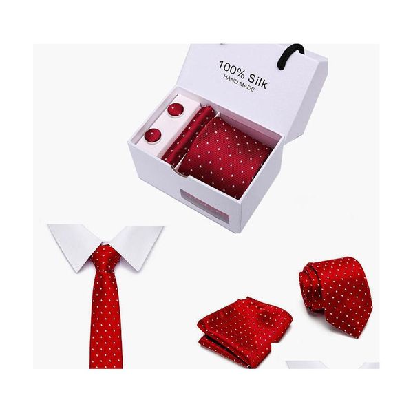 Cravatta Set Moda Uomo Cravatte Extra Lunghe Taglia 146Cmx7,5Cm Cravatte Rosso Blu Paisley Seta Jacquard Cravatta Abito Festa di Nozze D Otw7Z