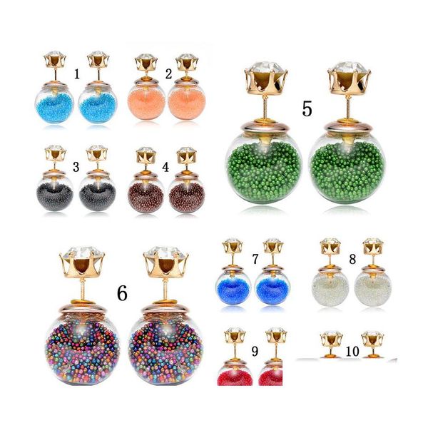 Pérola de pérolas de dupla lados Earings transparentes de vidro cúbico zirconia cz para doces de cor jóias de moda e jóias de moda entrega dhbq7