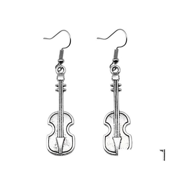 Charme vintage jóias musicais girassóis deixa um pingente de penas de violino raios brincos de queda para meninas para meninas presentes del otqk3