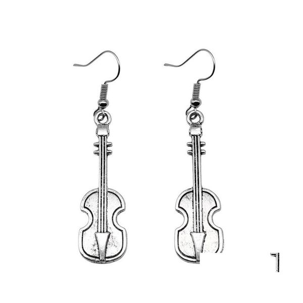 Charm Vintage Musical Schmuck Sonnenblumen Blätter Blitz Geigen Feder Anhänger geformtes Dangle -Drop -Ohrringe für Mädchen Frauen Geschenk Del Otqk3