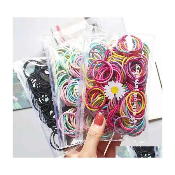 Bandos de borracha de cabelo 100pcs/set infantil garotas coloras ladrões colorf Basic band sweet scrunchies Acessórios 101c3 Drop Deli dh3vs