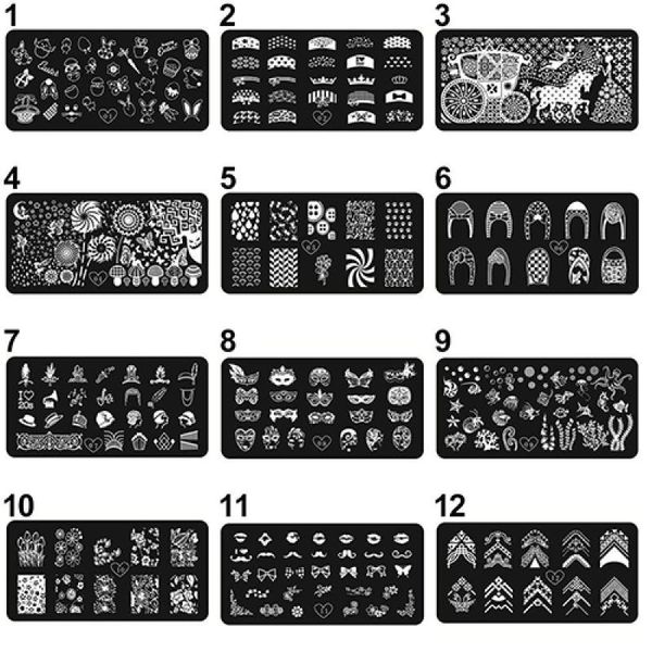Kit per nail art Stampa di immagini Timbro polacco Raschietto per piastre Stamper per manicure Modello fai-da-teNail