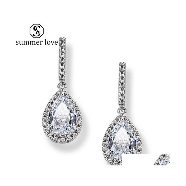 Stud Arrival 3A Cubic Zirconia Waterdrop Orecchino per le donne Piccolo cristallo Elegante oro rosa Orecchini a goccia Damigella d'onore Matrimonio Drop Dhtpk