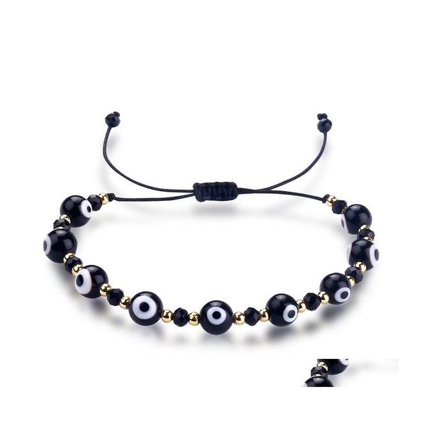 Catena a maglie Moda Arcobaleno Perline di cristallo Blu Malocchio Bracciale a maglie per uomo Donna Coppia Regola corda Fortuna Lgbt Amici Treccia a mano Dh1An