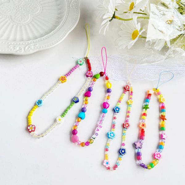 Anahtarlıklar 1pc Cord Boho Süsleme Asılı Zincirler Yaz Mücevherleri Cep Telefon Zinciri Anahtarlar İçin Krah Boncuk Cep Telefonu StrapsKeychains