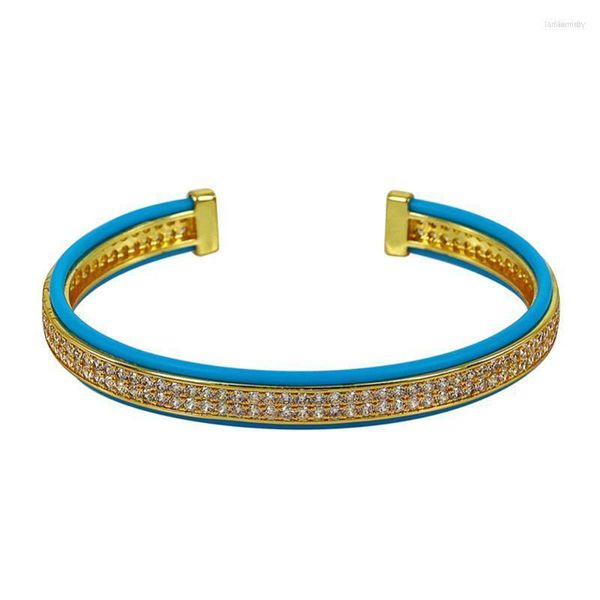 Bangle Anil Arjandas Men Bracelet Micro Pave White para mulheres que abrem jóias de couro azul Bolhe