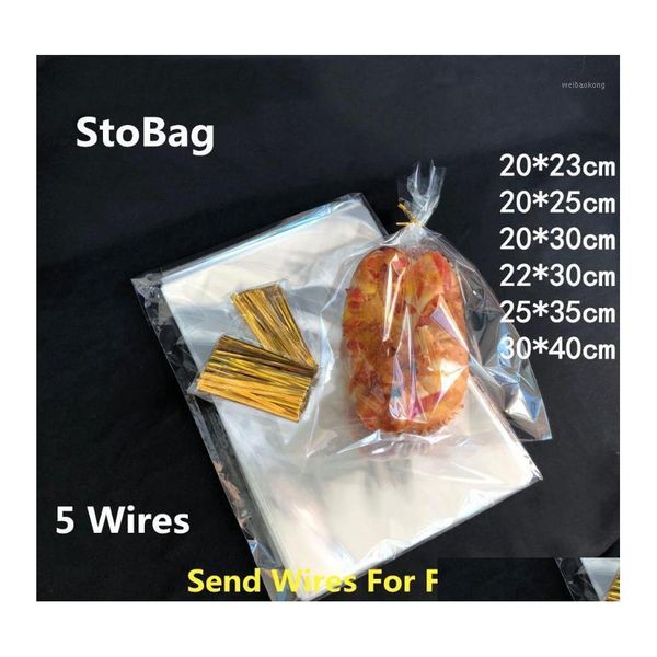 GREST STOBAG STOBAG 100PCS CLEAR PLAPO ABERTO TOP OPP Sacos plásticos transparentes pão biscoito de biscoito Candy Soop Cupcake Diy Bag1 Dro Dhmtz