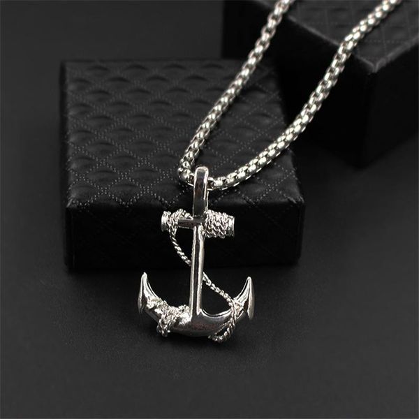 Подвесные ожерелья винтажные карибские пиратские якорные ожерелье мужское ожерелье Персонализированный золотой серебряный черный крюк подарок украшения